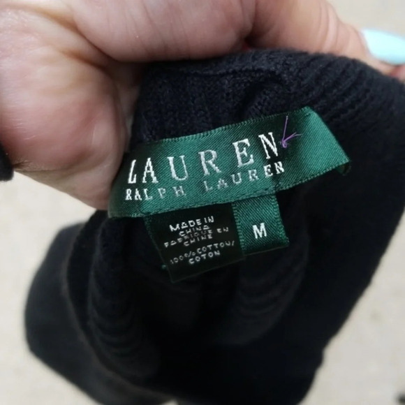 Lauren Ralph Lauren black  ribbed‎ tee M - Picture 3 of 7